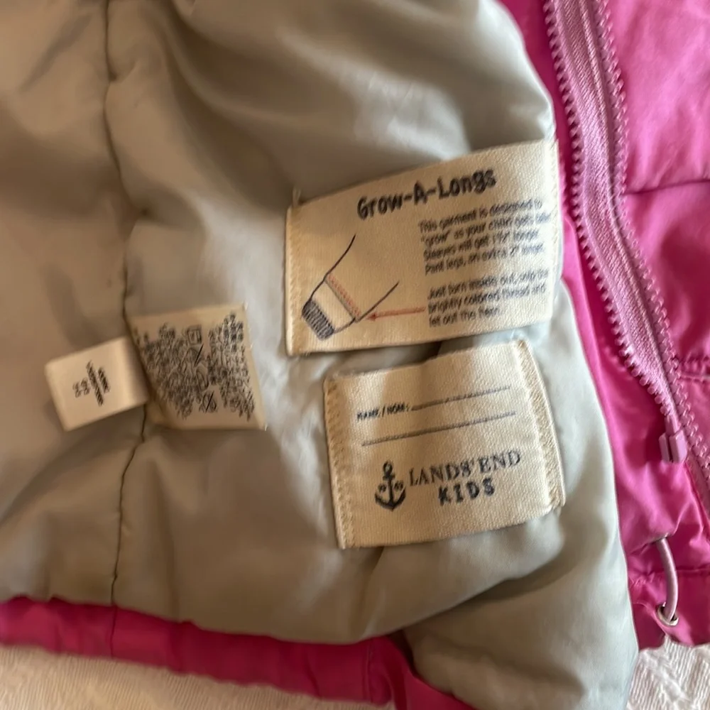 Lands End girls pink coat zipper. Parka. Large 14 - Picture 12 of 15